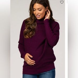 Funnel Neck Dolman Sleeve Maternity Sweater